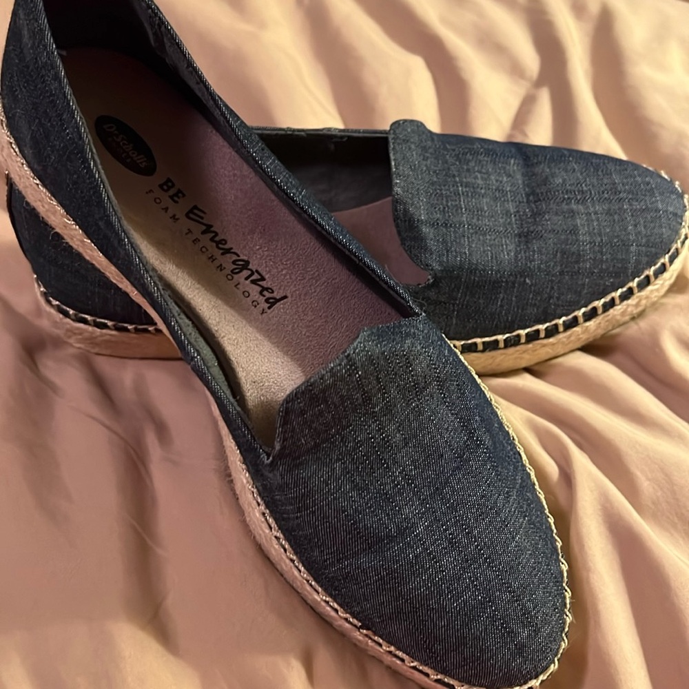 Dr. Scholl’s Chambray Espadrille Slip-On Flats - size 9.5